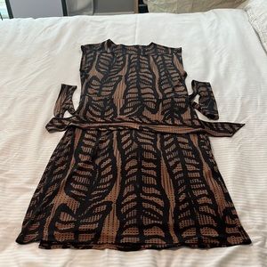 Tori Burch Silk Wrap Dress, Kongo Leaf Brown, Sz M